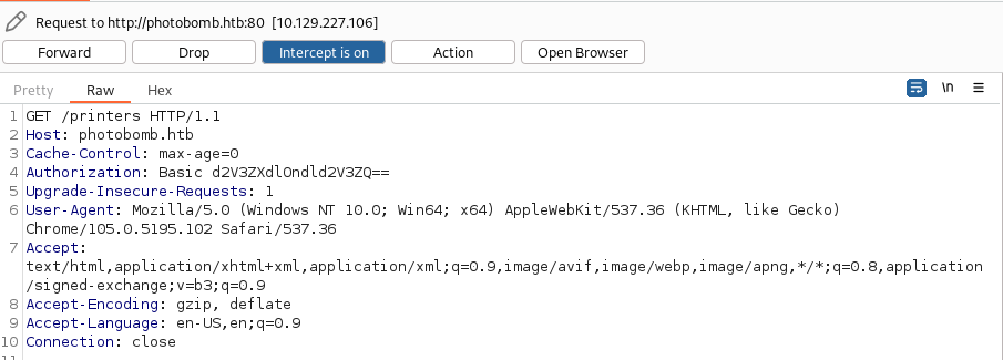 La presence d'authentification basic via Burp