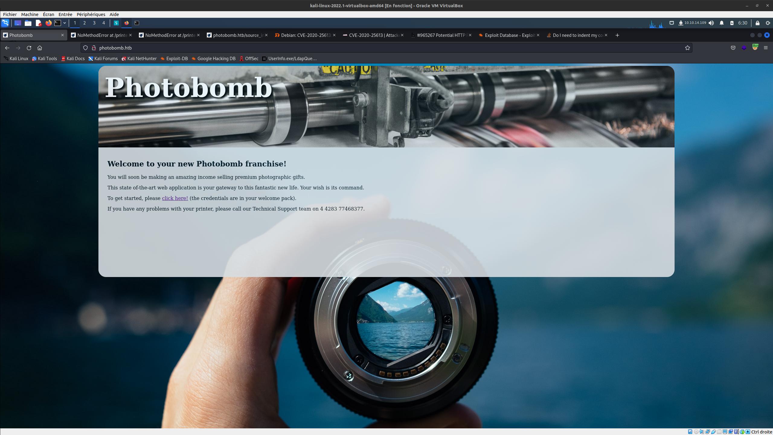 La page de Photobomb