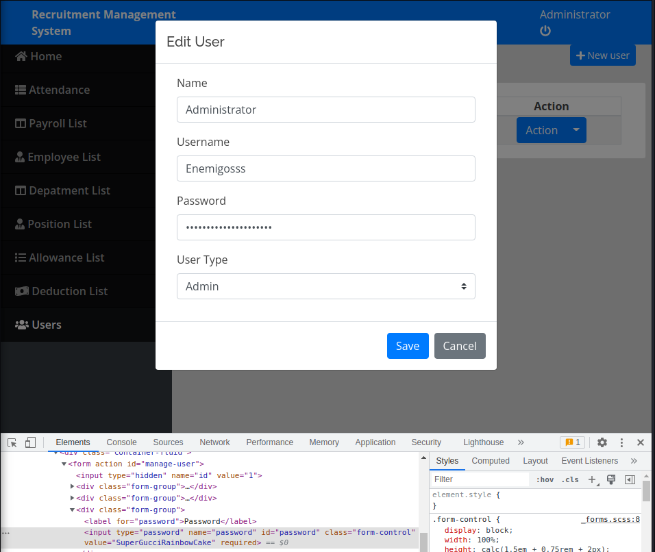 Le compte admin et son mot de passe