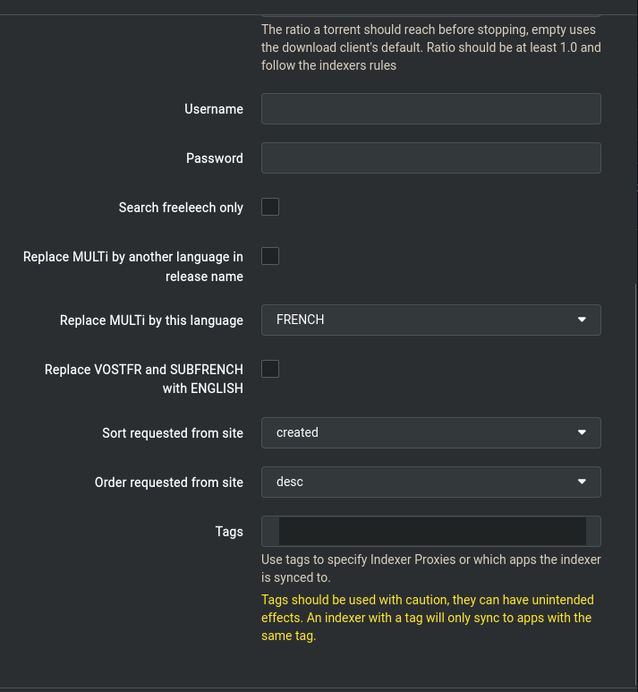Configuration de l'indexer