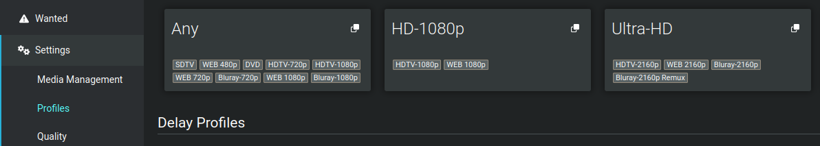Les profils sous Sonarr